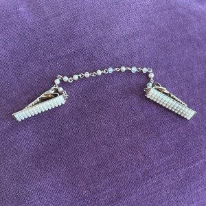 Elegant Pearl and Silver Sweater Clips